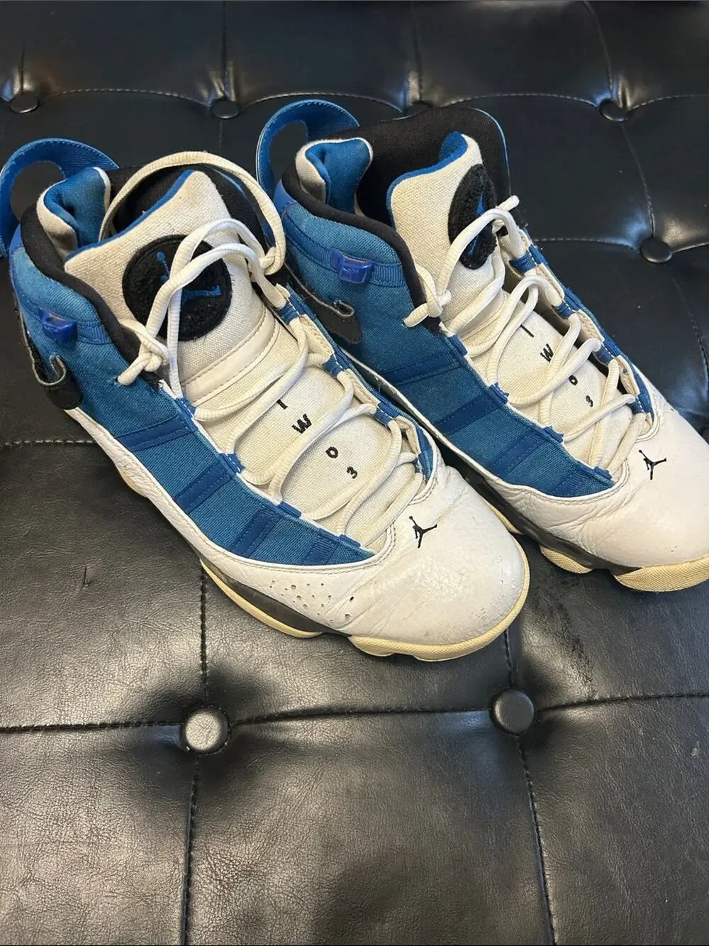 Jordan White and Blue Men's Retro Basketball Shoes